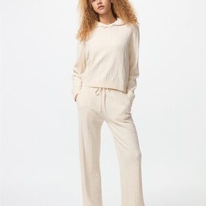 Uniqlo Women's Cream Track Pants & Hoodie Set